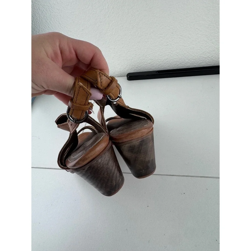 Seal of the Sutro San Francisco Leather‎ Slingback Wedge Sandals Size 7.5 Boho